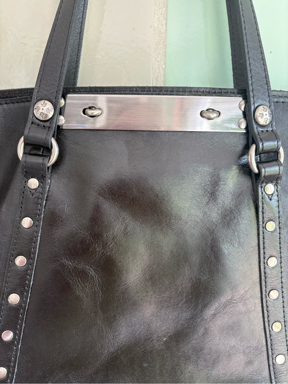 Patricia Nash P28701 Black Studded Leather Tote Bag - Picture 2 of 12
